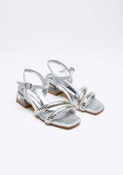 Rule Premium Gümüş Taşlı Kadın Şeffaf Topuklu Sandalet indirimleri