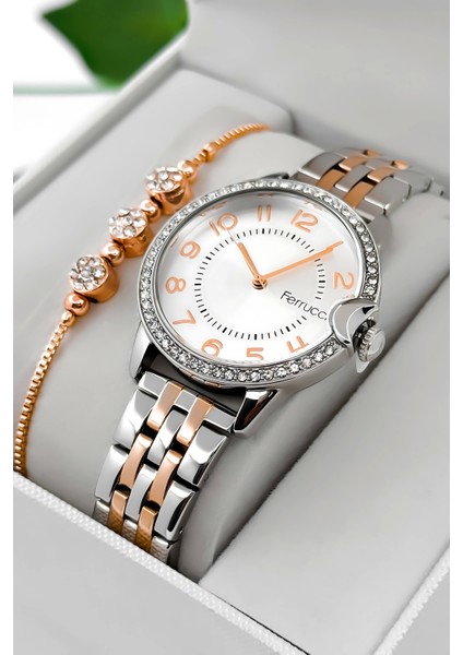 Taş Detaylı Kasa, Çelik Kordon Çelik Kasa Kadın Kol Saati, Gümüş-Rose ZMFER200 fiyatları