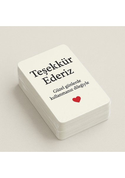 Güzel Günlerde Kullanmanız Dileğiyle Siparişleriniz Için Teşekkür Kartları 5X8CM Dikey 300 gr Kuşe Kağıt 100 Adet Tek Yön Baskı