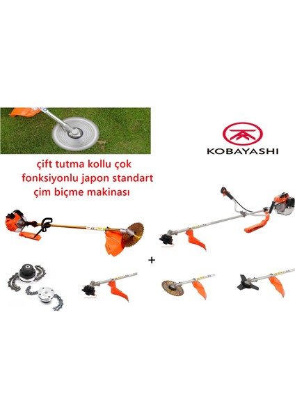 Kobayashı Japon Yan Tırpan Çim Biçme Makinası Çift Tutma Kollu Çok Fonksiyonlu