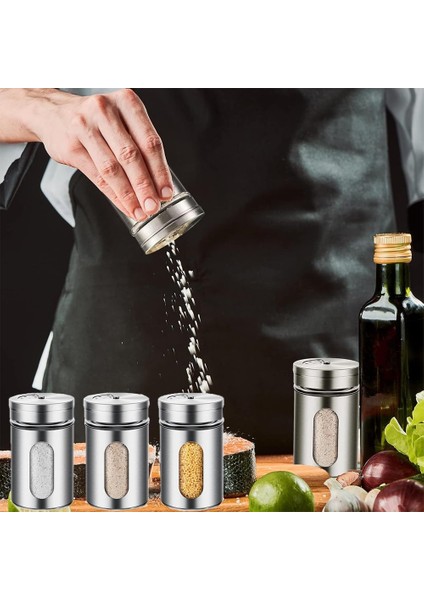 Cam+Çelik Tuzluk Biberlik Karabiberlik 3 Farklı Delikli 5 Li Set 721945 modelleri