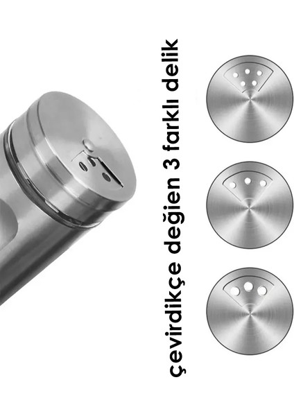 Cam+Çelik Tuzluk Biberlik Karabiberlik 3 Farklı Delikli 5 Li Set 721945 fırsatları