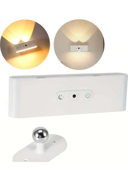 Ledx SK-BD188F Çift Yönlü Hareket Sensörlü Dekoratif Şarjlı Duvar Aplik 2 Mercekli 15 Smd Ledli 3000K-4000K-6500K