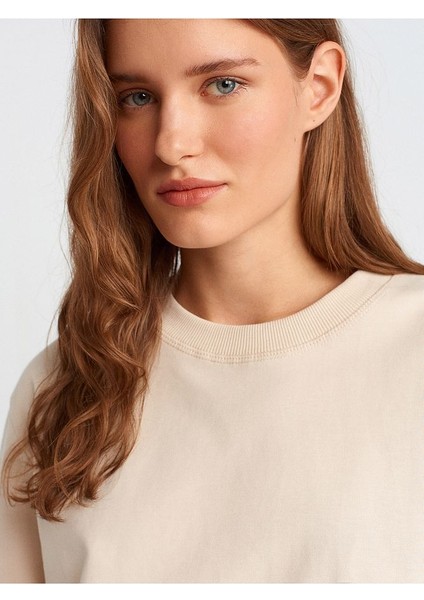 30312 Dekoratif Dikişli Bisiklet Yaka Tshirt-Taş fırsatları