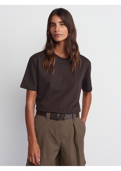 30312 Dekoratif Dikişli Bisiklet Yaka Tshirt-Taş indirimleri