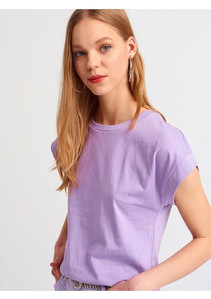 3504 Bisiklet Yaka Penye T-Shirt-Lila modelleri
