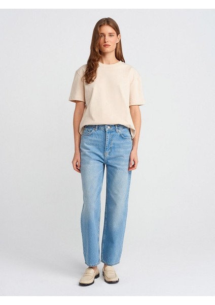 30312 Dekoratif Dikişli Bisiklet Yaka Tshirt-Taş modelleri