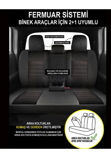 Ford Fiesta Hachback 2005-2008 Uyumlu Mardan Serisi Oto Koltuk Kılıfı