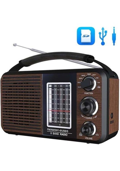 USR11 Portatif Analog Radyo Fm-Usb-Sd/mmc-Aux (88-108 Fm Frekans Aralığı) modelleri