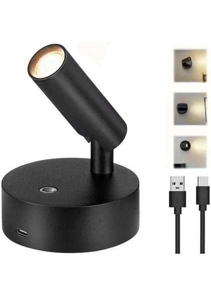 Ledx AL-XYD05 Çok Fonksiyonlu Dokunmatik Şarjlı 1200MAH Duvar Aplik 3000K-4000K-6500K Type-C Şarj Girişli