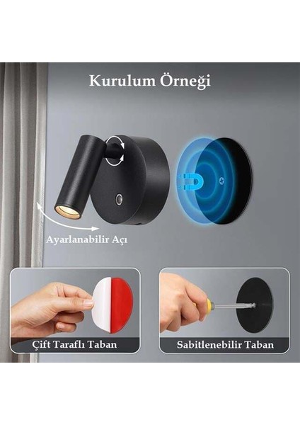 Ledx AL-XYD05 Çok Fonksiyonlu Dokunmatik Şarjlı 1200MAH Duvar Aplik 3000K-4000K-6500K Type-C Şarj Girişli fiyatları