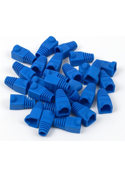 RJ45 Jack Kılıfı – Mavi Renk | Ağ Kablosu Koruyucu Kapak | Ethernet Konnektör Koruma Şapkası ( 100 Adet )