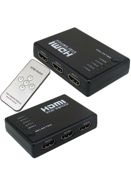 Powermaster PM-8342 5 Giriş 1 Çıkış HDMI 2.0 4K@60Hz Switcher Toplayıcı Kumandalı
