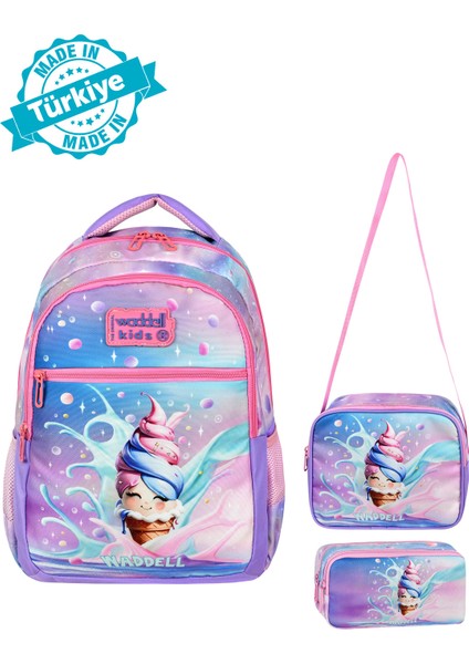 Waddell Lisanslı Dondurma Desenli Ilkokul Sırt Çantası,beslenme Çantası ve Kalemlik fiyatları
