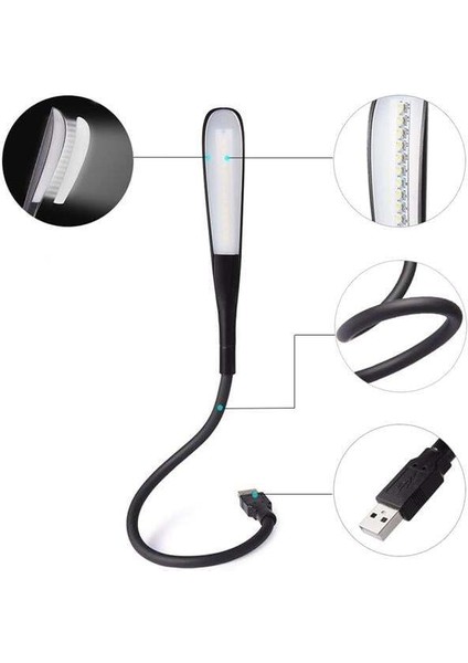 Powermaster PM-24561 14 Ledli Siyah Esnek USB LED Lamba