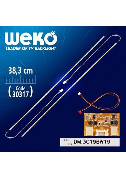 19'' Inch 38.3 cm 54 Ledli 12V Universal Monitör E-Led Çift Led-Sürücü-Kablo Takımı (WK-0140)