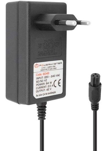 Powermaster 42 Volt - 1 Amper 3 Pinli Ginger Priz Tip Şarj Cihazı PM-6043