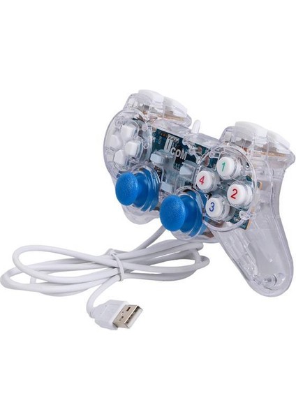 Powermaster UCOM-704 Kablolu Double Shock Joypad Oyun Kolu Gamepad Şeffaf Işıklı modelleri