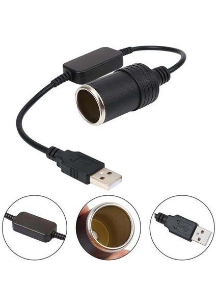 Powermaster PM-5726 USB 2.0 Siyah 5 Volt 2 Amper To 12 Volt 800MAH Araç Çakmaklığına Çevirici