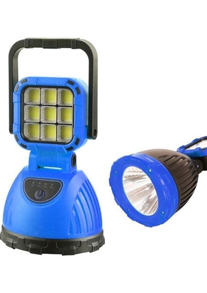Powermaster PM-8033C 6 Modlu El Feneri ve Işıldak Acil Durum Lambası 9 Cob Ledli Solar Şarjlı