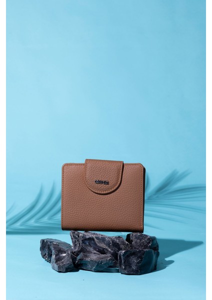 Hakiki Deri Kadın Cüzdan Camel 2818