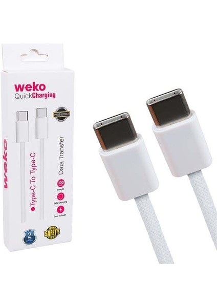 Weko WK-26525 Beyaz Iphone 15 Type-C To Type C Şarj Kablosu
