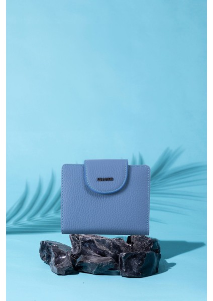 Hakiki Deri Kadın Cüzdan Buz Mavi 2818
