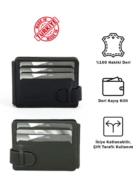 Hakiki Deri Erkek Cüzdan Siyah-Haki 711
