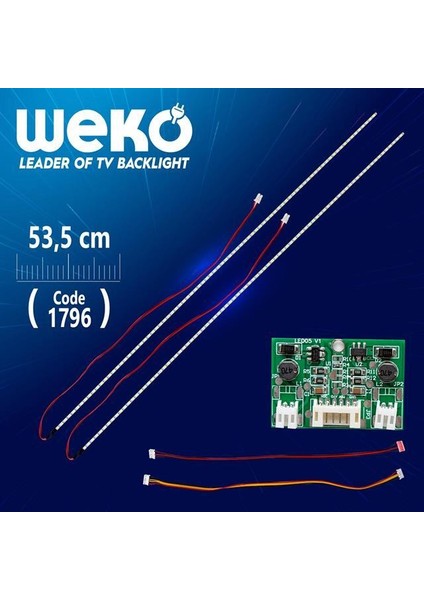 24'' Universal Monitör E-Led (2835) 535MM 12V Çift Led+Sürücü+Kablo Takım