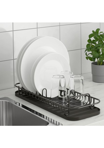 2 Parça Bulaşıklık Uzunluk 47.8 cm Ikea Tezgah Üstü Mutfak Bulaşıklığı Siyah Renk Genişlik 17.4 cm Bulaşık Sepeti