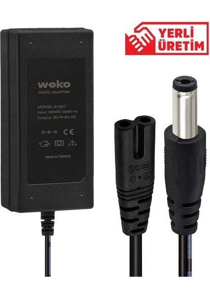 Weko 9 Volt - 5 Amper Masaüstü Adaptör 5.5*2.5 Mm Uçlu Yerli̇ Üreti̇m