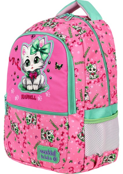 Waddell lisanslı Pembe Kedi Desenli Ilkokul Sırt Çantası,beslenme Çantası ve 2 Cepli Kalemlik modelleri