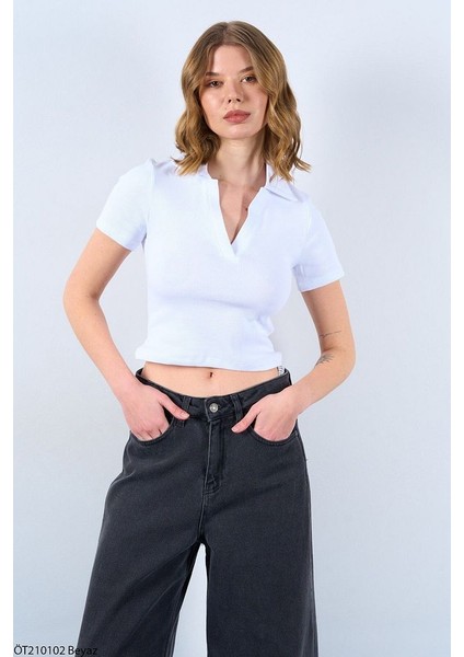 Sezon Önünde Giden Polo Yaka V Kısa Kol T-Shirt