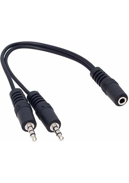Powermaster 3.5 mm Stereo Dişi-2x3.5 mm Stereo Erkek 20 cm Y Kablo