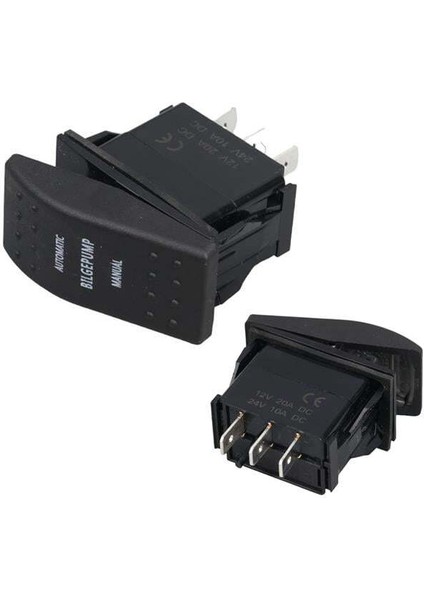Powermaster sintine Pompa Sembollü Işıksız Yaylı 3 Pinli On-Off 12-24V Marin Switch
