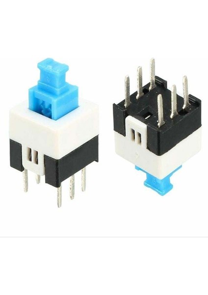 Tactile Push Button On - Off Anahtarlı Switch 7x7 mm 6 Bacaklı Kilitli