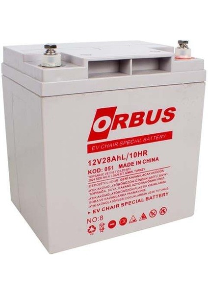 Orbus 12 Volt 28 Amper Elektrikli Bisiklet Aküsü