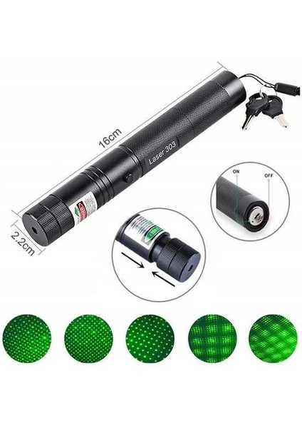 Powermaster OM-120118650 Pilli Şarjlı Anahtar Emniyetli Yeşil Lazer Pointer (50 Km) fiyatları