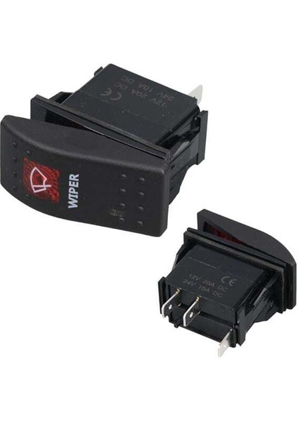 Powermaster Silecek Sembollü Işıklı 3 Pinli On-Off 12-24V Marin Switch