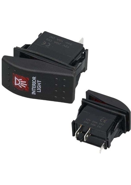 Powermaster iç Aydınlatma Lambası Sembollü Işıklı 3 Pinli On-Off 12-24V Marin Switch