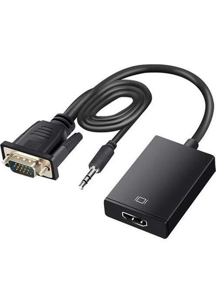 Fully G-537K VGA to HDMI Çevirici Adaptör 3.5 Mm Ses Girişli
