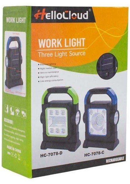 Powermaster HC-7078-C Üç Çalışma Modlu Şarjlı Cob Ledli Taşınabilir Solar Panelli Lamba modelleri