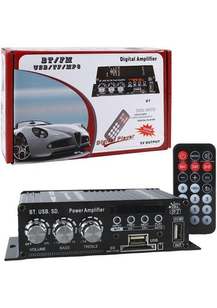 MagicVoice YW-406L 12 Volt 100 Watt Motosiklet Bluetooth Amfi USB/SD 2 Kanal Pazarcı - Anfi (154X80X42Mm)