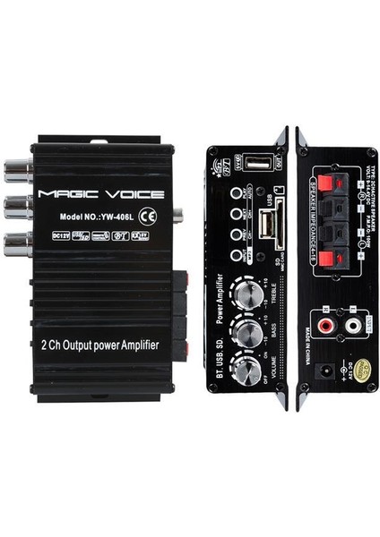 MagicVoice YW-406L 12 Volt 100 Watt Motosiklet Bluetooth Amfi USB/SD 2 Kanal Pazarcı - Anfi (154X80X42Mm) fiyatları