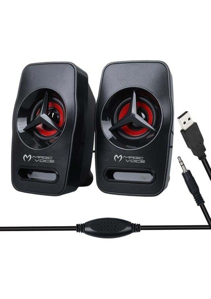 Magicvoice T-19 1+1 USB Pc Mini Hoparlör - Speaker (2*3 Watt - 4 Ohm)
