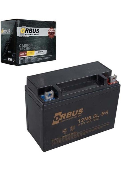 Orbus 12N6.5L-BS 12V 6.5A Motosiklet Aküsü (139 x 66 x 100 Mm) (2.05KG)