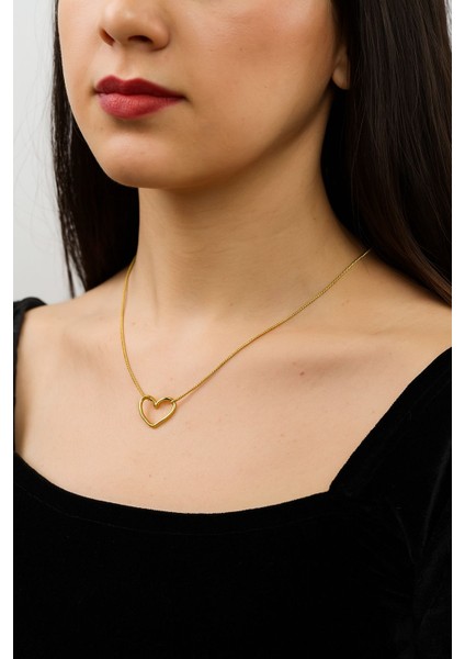 “kadın Zarif Kalp Figürlü Altın Kaplama Ince Zincir Kolye” modelleri