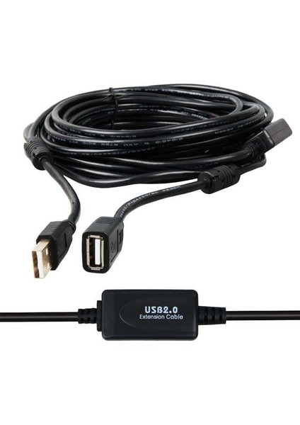 Powermaster PM-11955 Usb 2.0 Siyah Chipset 10 Metre Usb Uzatma Kablosu