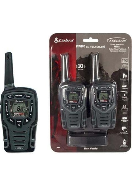 Aselsan PM-865 Pil Şarj Dahil 10 Km Titreşimli Ikili El Telsizi (8 KANAL+121 Alt Kanal