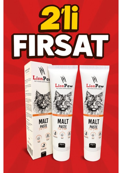 Anti-Hairball Tüy Yumağı Önleyici Malt Macun 100 gr Biotin & Kalsiyum Güçlü Içerik 2 Adet